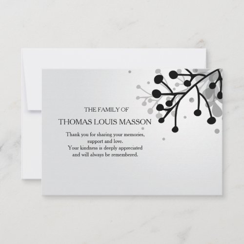 Black and White Floral Sympathy Thank You Card