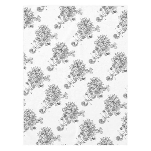 black and white floral tablecloth (Front)