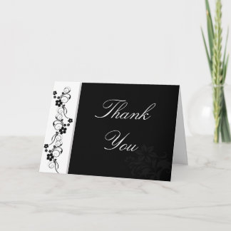Black and White Floral Thank You Card