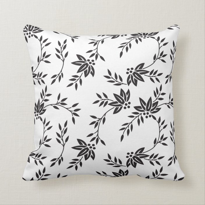 Black and White Floral Throw Pillow | Zazzle.com