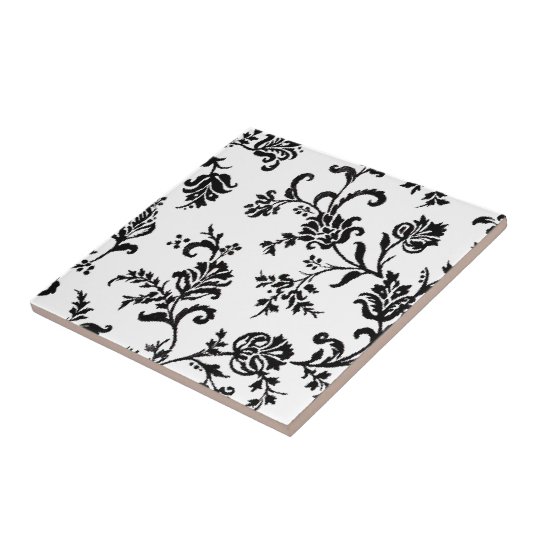 Black and White Floral Tile