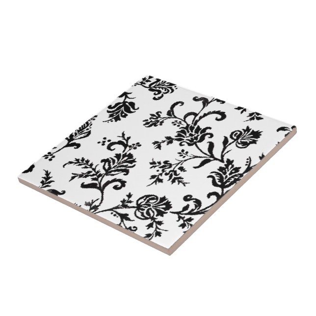 Black and White Floral Tile (Side)