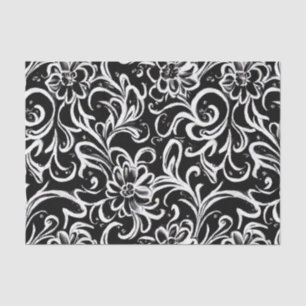 Black and White Floral Tissue Paper