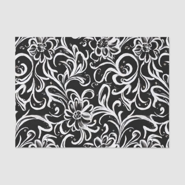 Black and White Floral Tissue Paper (Front)