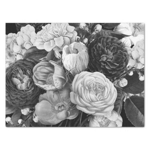 Black and White Floral Tissue Paper