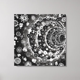 Black and white floral tunnel design canvas print