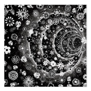 Black and white floral tunnel design  poster