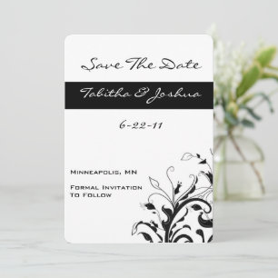 Black and White Floral Vines   Custom Save The Date