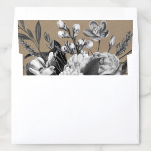 Black and White Floral Vintage Kraft Texture Envelope Liner