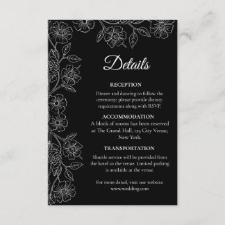 Black and White Floral Wedding Enclosure Card