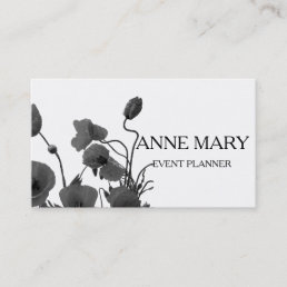 Black And White Floral Wedding Event Planner Chic Business Card
