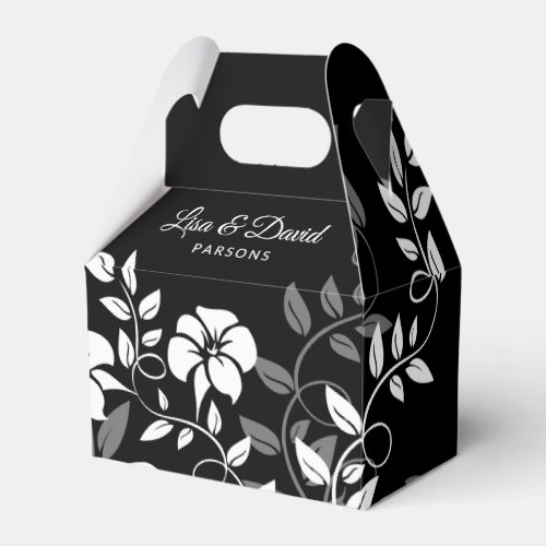 Black and White Floral Wedding Favor Box