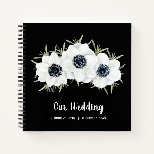 Black and White Floral Wedding Guest Book