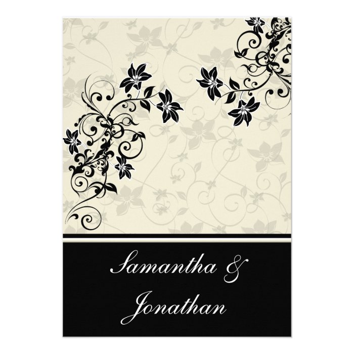 Black and White Floral Wedding Invitation