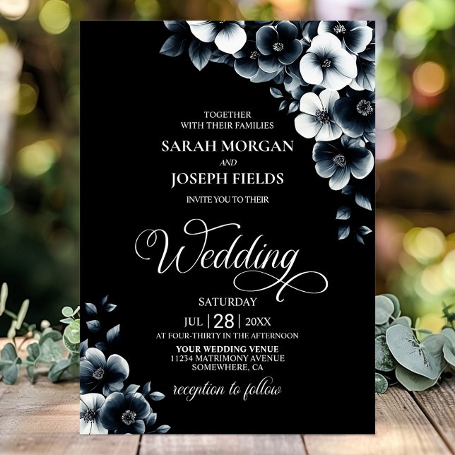Black and White Floral Wedding Invitation (Creator Uploaded)