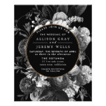 Black and White Floral Wedding Invitation Flyer