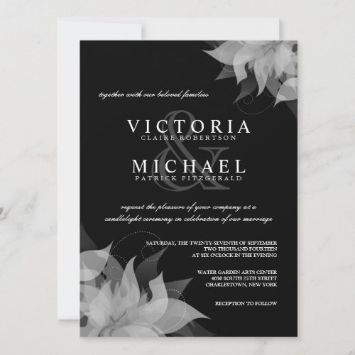 Black and White Floral Wedding Invitations