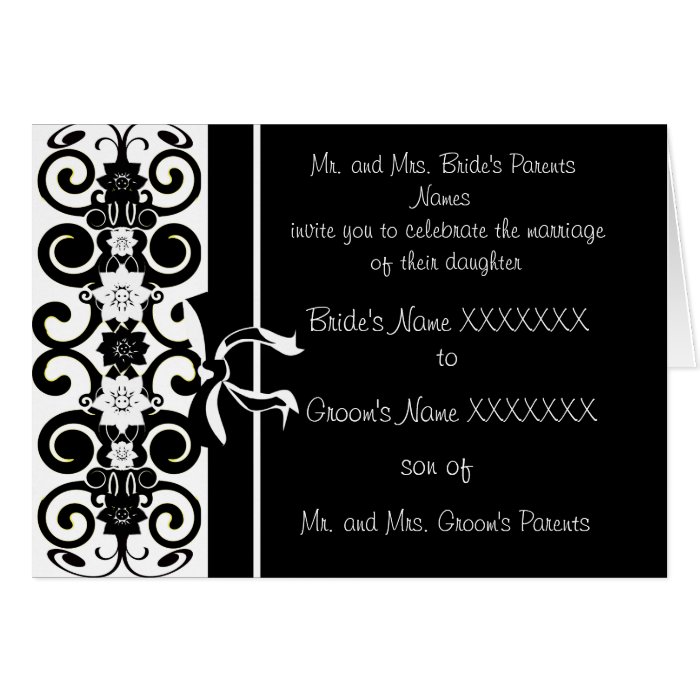 Black and White Floral Wedding Invitations Cards