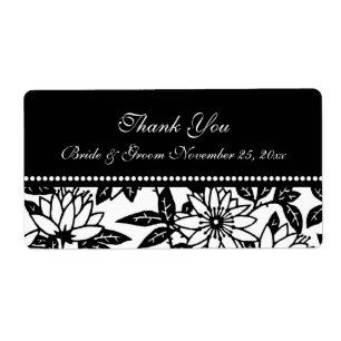 Black and White Floral Wedding Labels