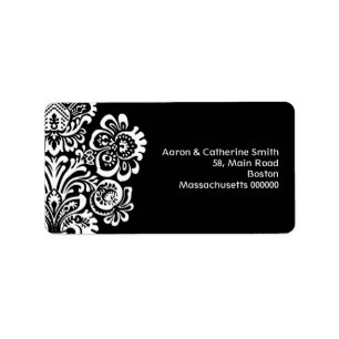 Black and White Floral Wedding Labels