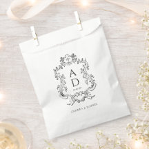 Black and White Floral Wedding Monogram 