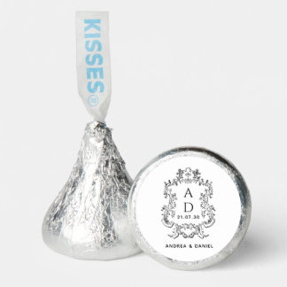 Black and White Floral Wedding Monogram Hershey®'s Kisses®