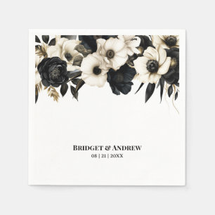 Black and White Floral Wedding Napkins