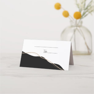 Black and white floral wedding place card