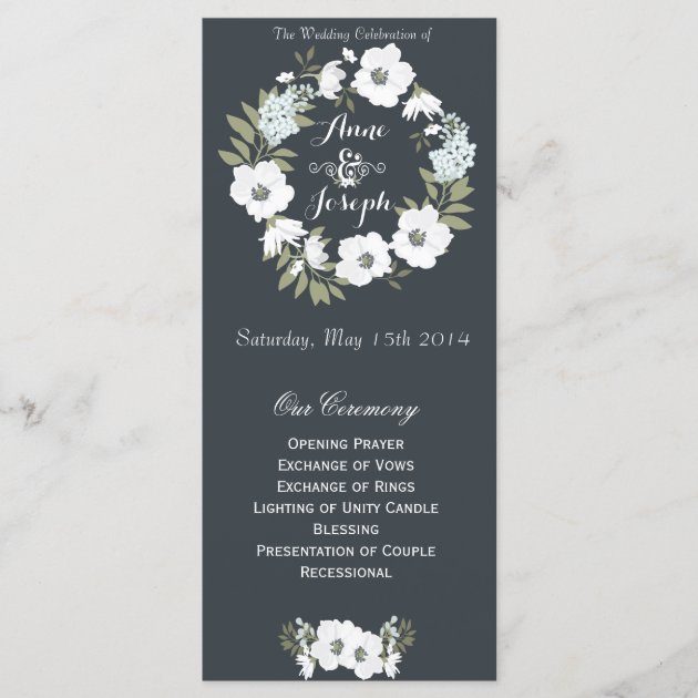 Black And White Floral Wedding Program