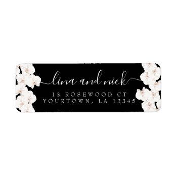 Black And White Floral Wedding Return Address Label by autumnandpine at Zazzle