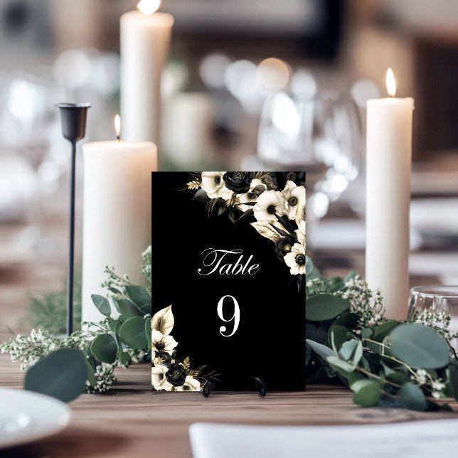 Black and White Floral Wedding Table Number (Creator Uploaded)