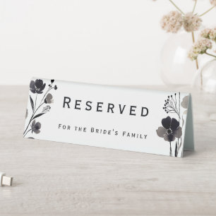 Black and White Floral Wedding Table Tent