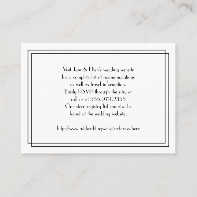 Black and White Floral Wedding Website Enclosure Card (Front)