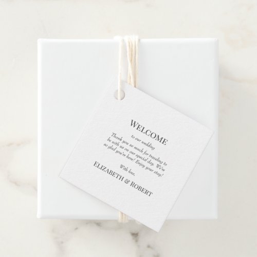 Black and White Floral Wedding Welcome Gift Tag