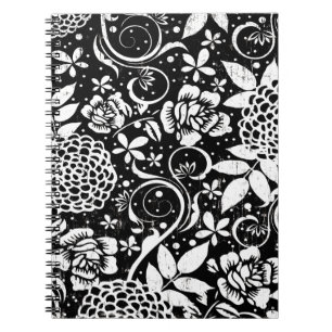 Black and White Floral William Morris Notebook