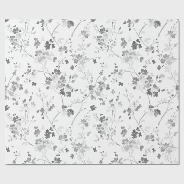 black and white floral wrapping paper (Flat)