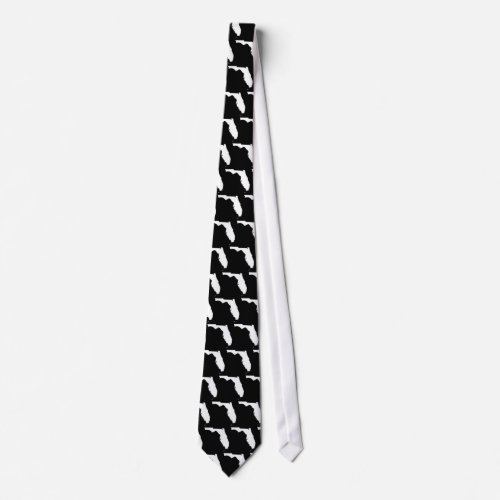 Black and White Florida Map Shape Pattern Tie