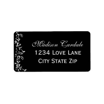Black And White Flourish Personalized Address Label by RusticCountryWedding at Zazzle