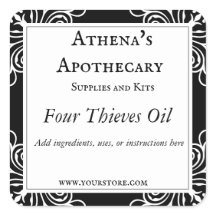Black and White Flourish Spell Oil Label