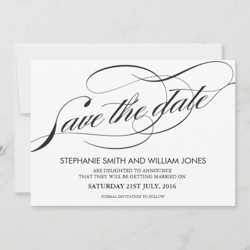 Black and White Flourish Swirl Save The Date