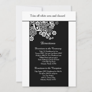 Black and White Flower 3.5x6 Directions Card