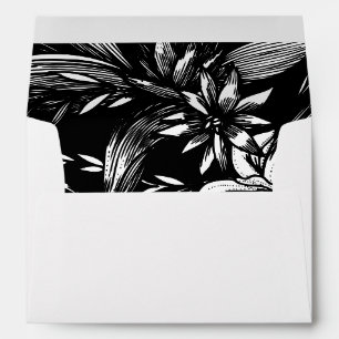 Black and white flower arrangement wedding envelope
