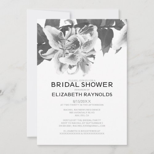 Black And White Flower Bridal Shower Invitations