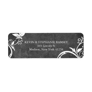 Black and White Flower Chalkboard Label