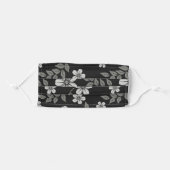 Black and White flower & leaf pattern Adult Cloth Face Mask (Front, Folded)