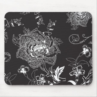 Black and White Flower Mousepad