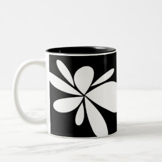 black and white flower mug