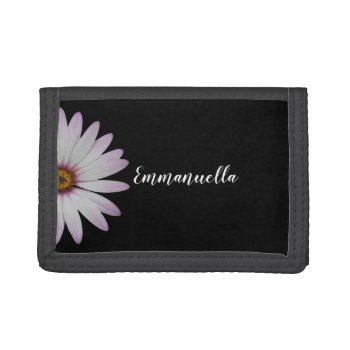 Black And White Flower Name Trifold Wallet by tjustleft at Zazzle