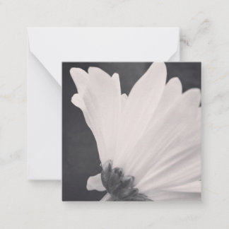 Black and White Flower Note Card with Blank Side