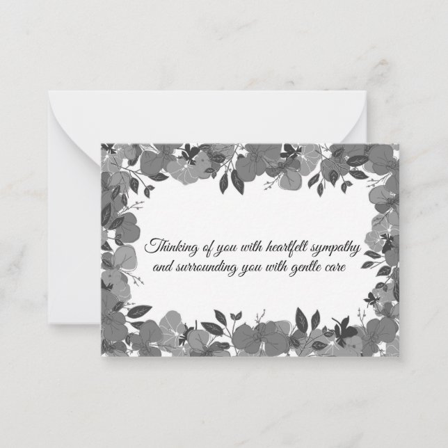 Black And White Flower On Sympathy Cards (Front)